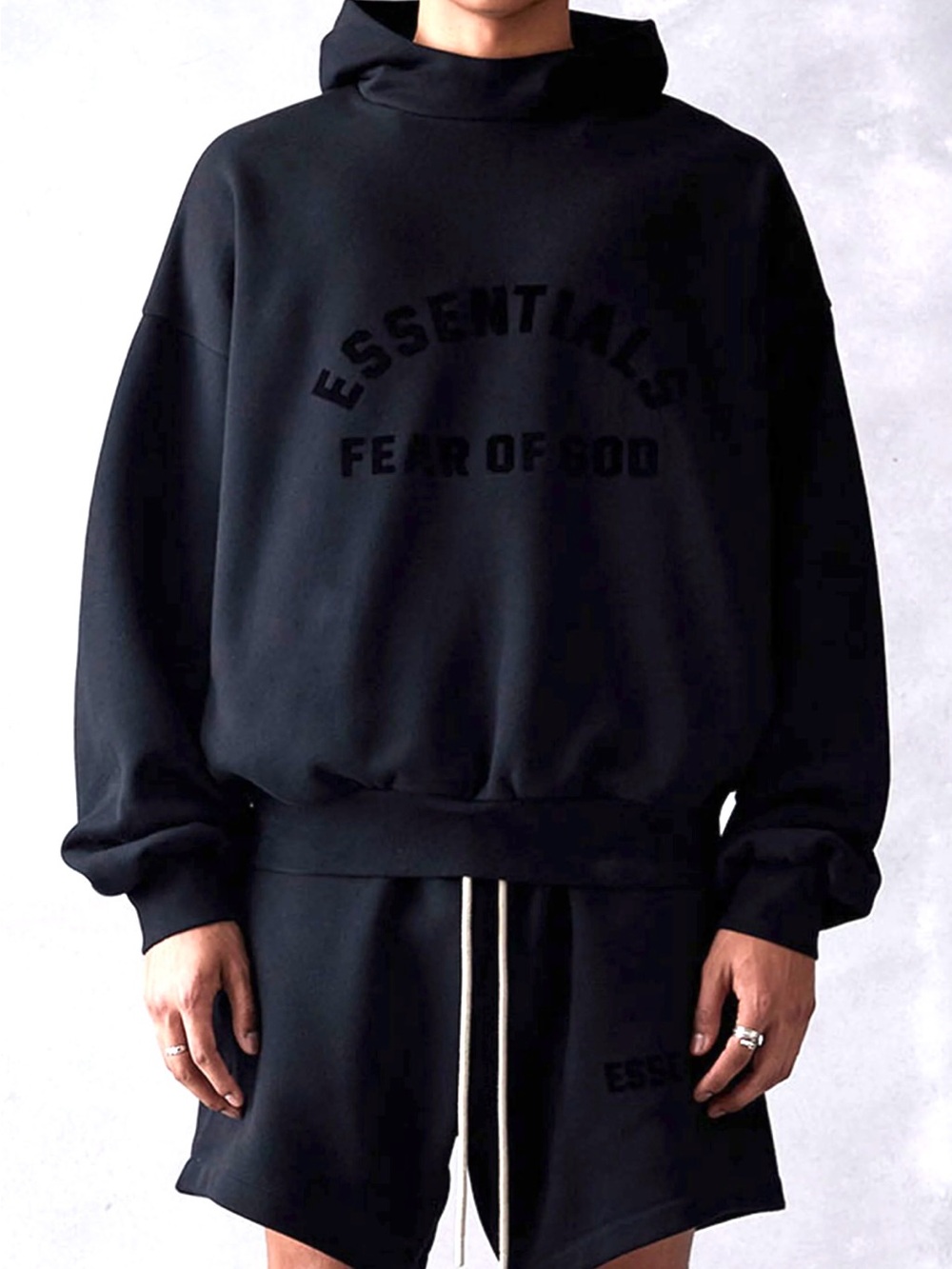 Fear of God ESSENTIALS JET BLACK Pullover Hoodie SWEATSHIRT